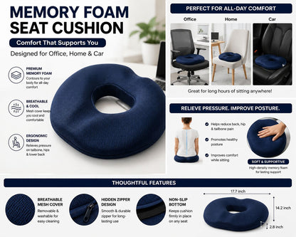 Premium Orthopedic Memory Foam Seat Cushion