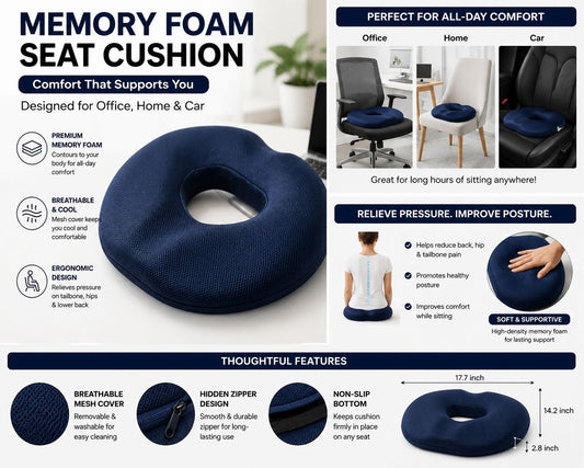Premium Orthopedic Memory Foam Seat Cushion